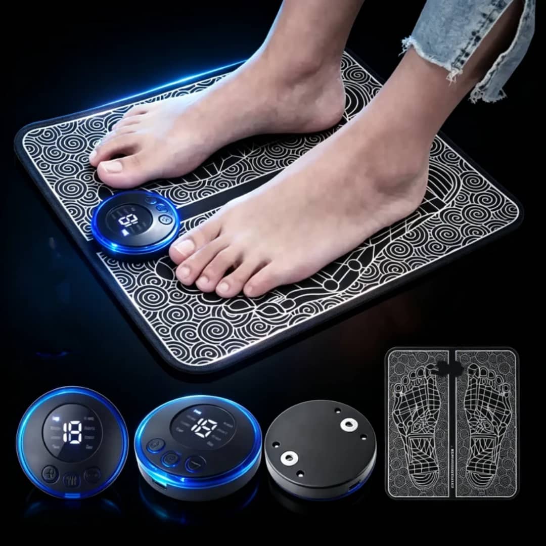 Tapis EMS AYAORA en usage — pieds nus sur le tapis