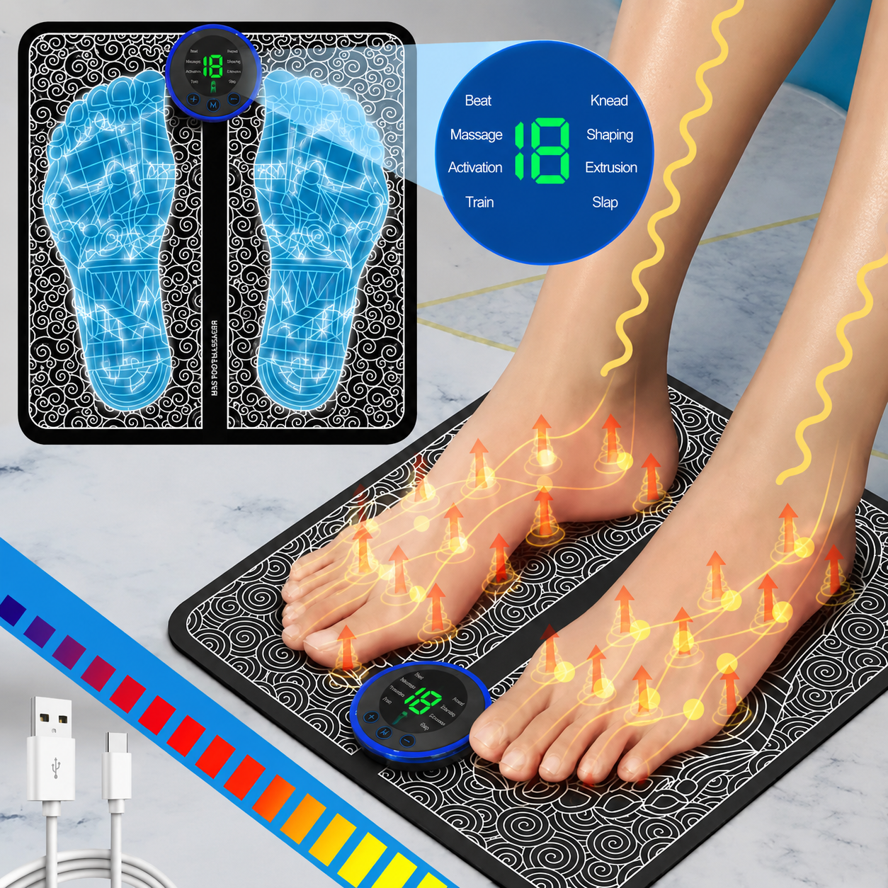 Tapis EMS AYAORA — stimulation électro-musculaire des pieds